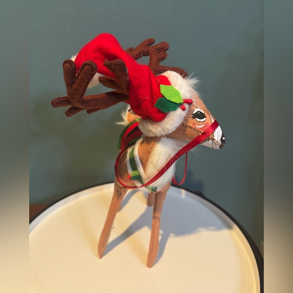 Annalee 12” Very Merry Reindeer Christmas Doll Retired Holiday 2020 Santa Hat - Picture 2 of 7
